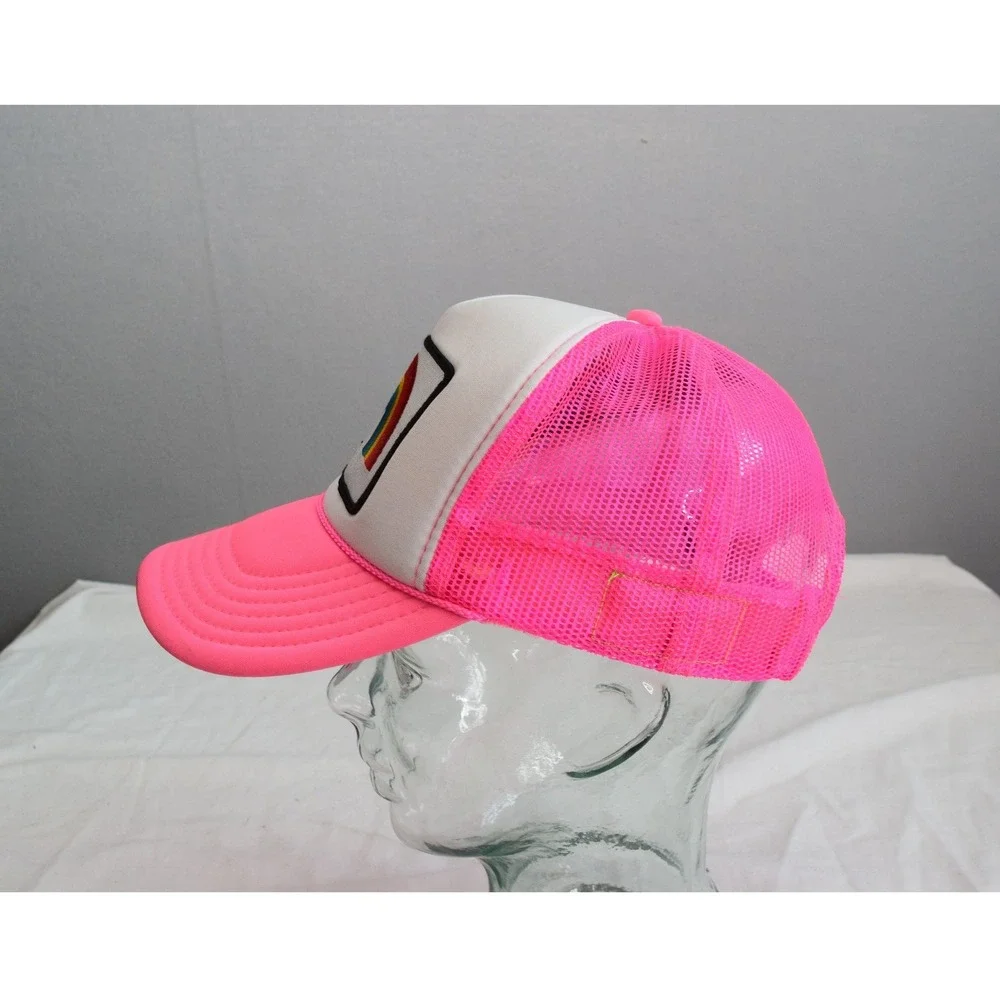 Aviator Nation Trucker Hat OS Pink White Rainbow Aspen Mesh Snapback Womens Cap